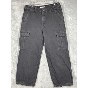 Levi's 94 Baggy Cargo Jeans Black Denim Womens Size 31x29